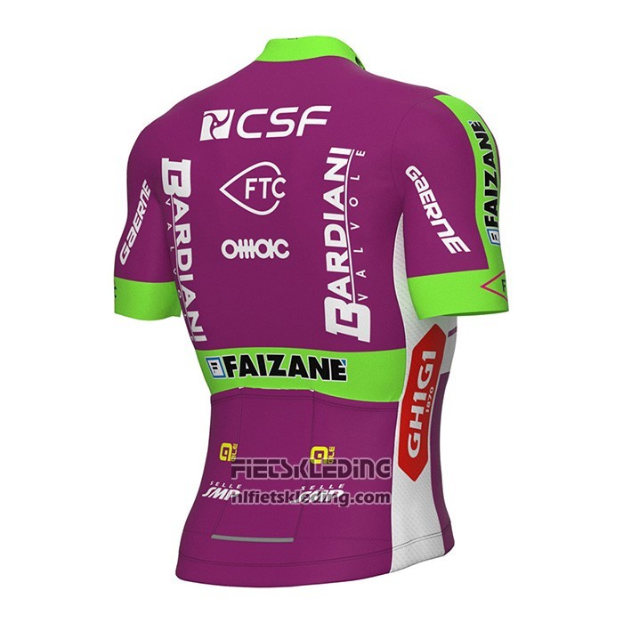 2022 Fietskleding Bardiani Csf Faizane Groen Violet Korte Mouwen en Koersbroek